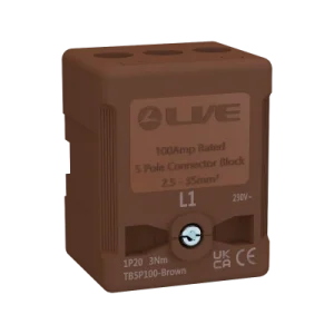 Brown Terminal Block 5P 100A, Terminal Capacity up to 35mm²