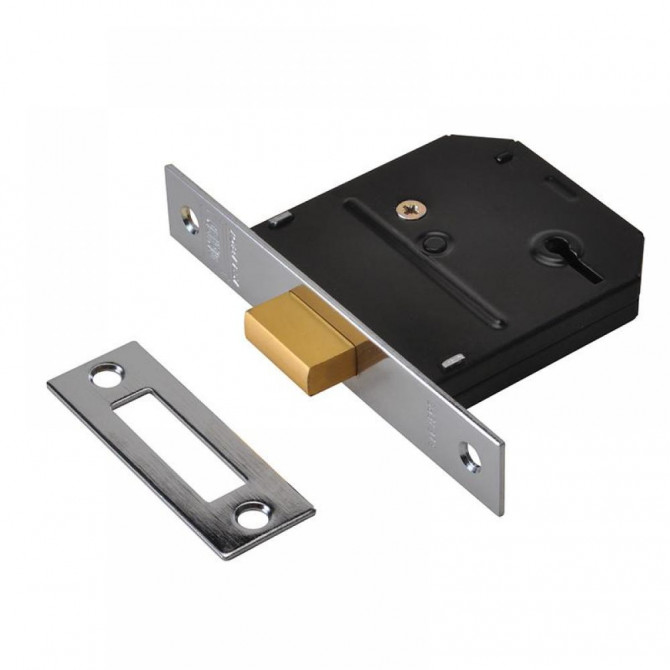 3 Lever Mortice Deadlock Polished Brass 65mm