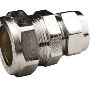 Compression Chrome Plated 22mm X 15mm Reducing Coupling