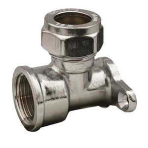 Chrome Compression 15mm X ½" Wall Plate Elbow