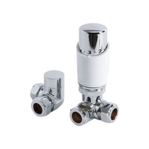 TRV04CO 15mm Corner Classic Thermostatic Valve + Lock Shield CP