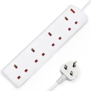 EXT 1021 Pifco 4 Way 3Pin Plug 13A 250V Extension Lead With 2 Metre Cable, White