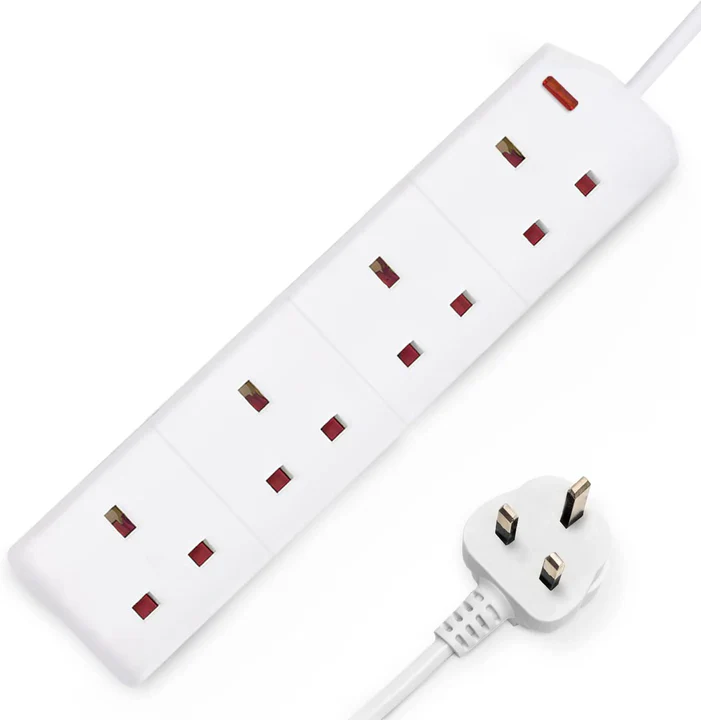 EXT 1021 Pifco 4 Way 3Pin Plug 13A 250V Extension Lead With 2 Metre Cable, White