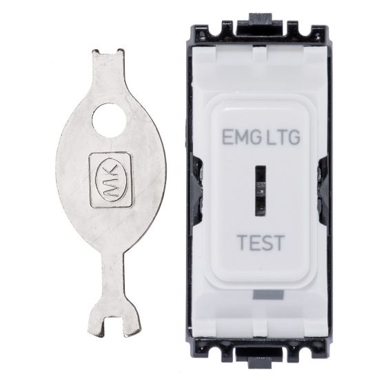 MK K4898ELWHI Grid Plus 20A Secret Key Switch Module 2 Way 'EMG LTG TEST' SP