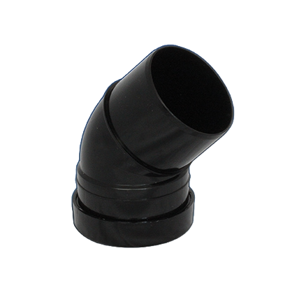 110mm Push Fit Soil 135° Bend Single Socket/Spigot Black