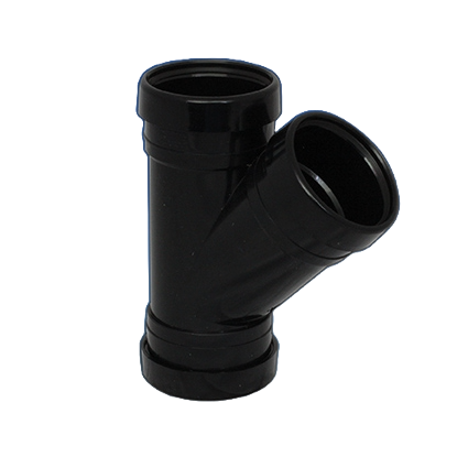 110mm Push Fit Soil Branch 135° Triple Socket Black