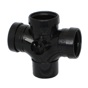 110mm Push Fit Soil Branch 92.5° Double Socket Black