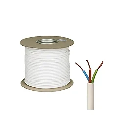 3183Y 2.5mm² 3 Core White Circular PVC Flexible Cable -50 Metre Coil