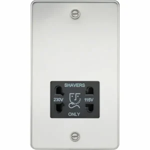 FP8900PC 115/230V Dual Voltage Shaver Socket - Polished Chrome with Black Insert
