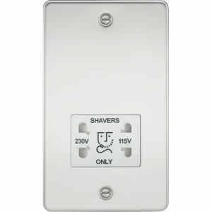 FP8900PCW 115/230V Dual Voltage Shaver Socket - Polished Chrome with White Insert