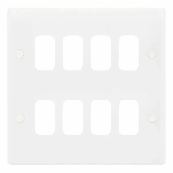 SGRID360-172 GRID360 White 8 Aperture Smooth Modular Front Plate
