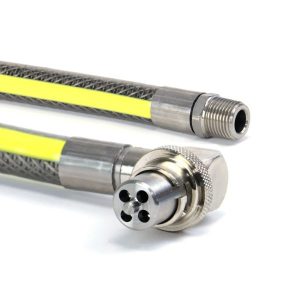 Angled Bayonet GAS Cooker Hose 1m Stainless Steel