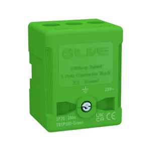 Green Terminal Block 5P 100A, Terminal Capacity up to 35mm²