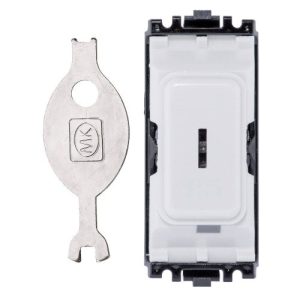 MK K4917WHI 20A 1 Way Double Pole Grid Key Switch in White with Key for MK