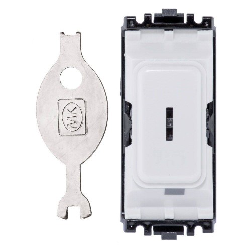 MK K4917WHI 20A 1 Way Double Pole Grid Key Switch in White with Key for MK