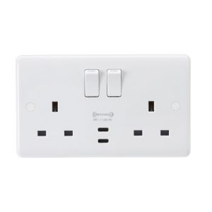 CU9930 13A 2G DP Switched Socket with Dual USB-C 20V DC 1.5A (Max. 30W)