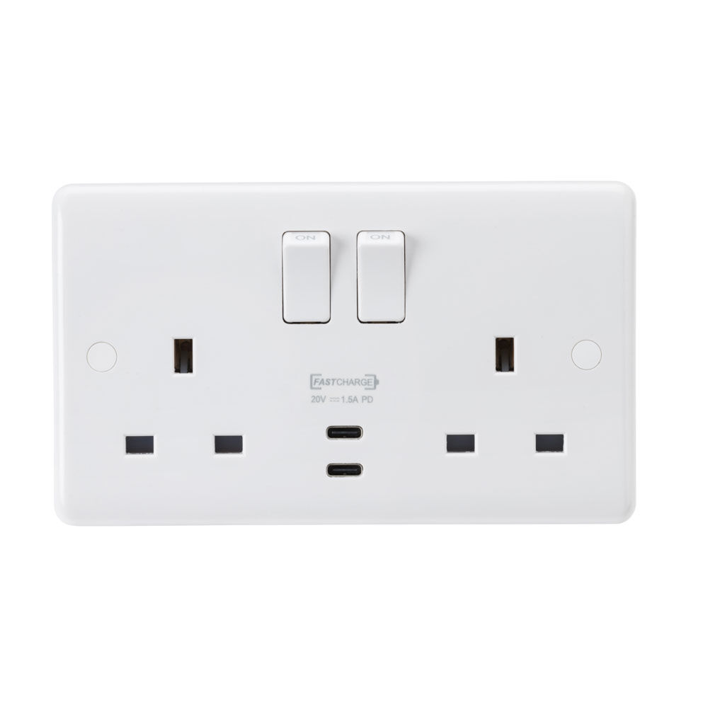 CU9930 13A 2G DP Switched Socket with Dual USB-C 20V DC 1.5A (Max. 30W)