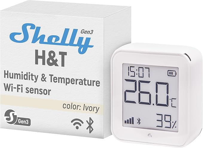 Shelly H&T Gen 3 WiFi Controlled Temperature and Humidity Sensor Ivory