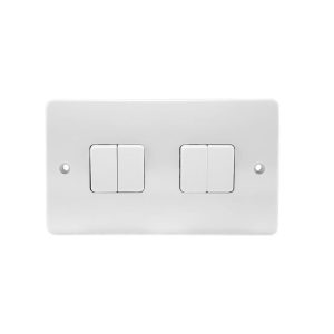 MK K4874WHI 4 Gang 2 Way Double Plate Switch in White