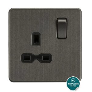 13A 1G DP Switched Socket - Smoked Bronze with Black Insert