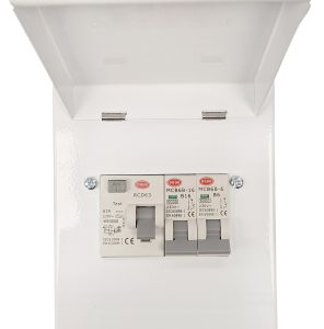 MGU563/616 Metal 4 Module Enclosure c/w 63A DP RCD-30mA 1XB6 -MCB & 1XB16