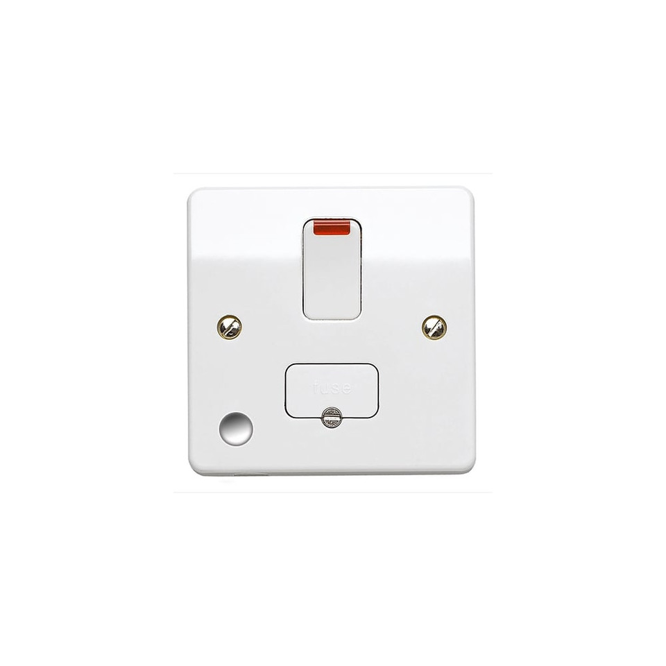 MK K1070WHI 13 Amp Neon Switched Fused Spur Connection Unit + Front Flex Outlet in White