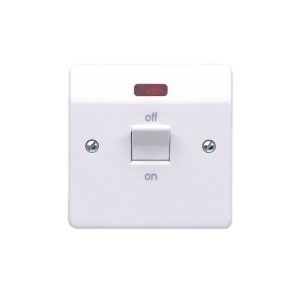 MK K5105 32 Amp Double Pole Switch with Neon in White 32 Amp Double Pole Switch