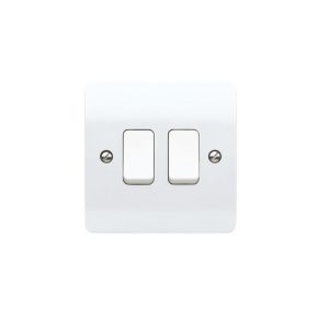 MK K4872WHI 2 Gang 2 Way Single Plate Switch in White