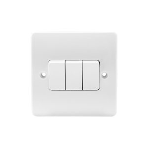 MK K4873WHI 3 Gang 2 Way Single Plate Switch White