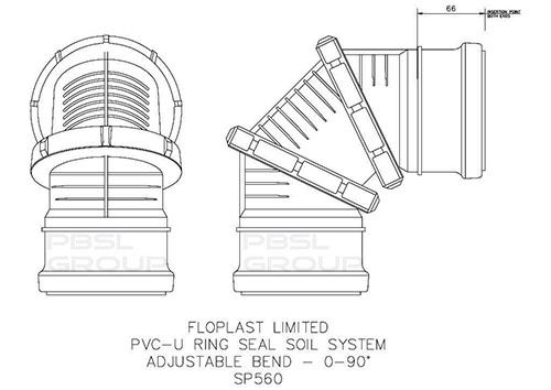 110mm Soil Push Fit Multi Double Socket 0-90° Bend