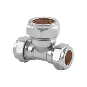 Compression Chrome Plated 15mm X 15mm X 22B Reducing Tee