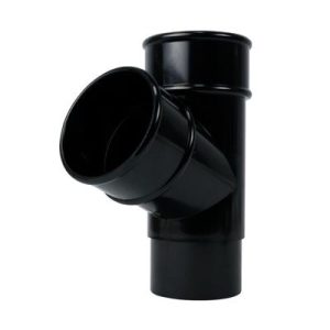 Round Downpipe Tee Branch 112° Offset- Black