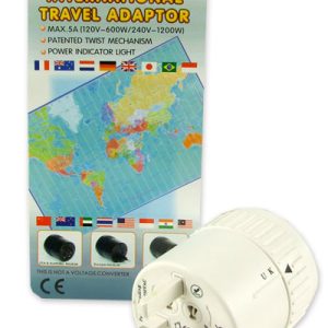 21125 Omega Travel Adaptor 3 Pin UK to Worldwide Europe USA Canada Australia NZ