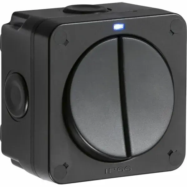 OP3 IP66 20AX 2G SP 2-Way Switch- Black