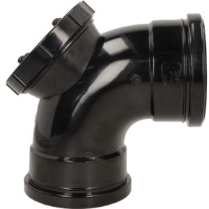110mm Push Fit Soil 92.5° Double Socket Access Bend Black