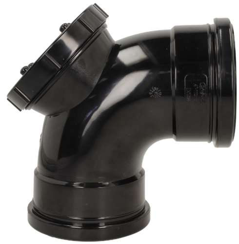 110mm Push Fit Soil 92.5° Double Socket Access Bend Black