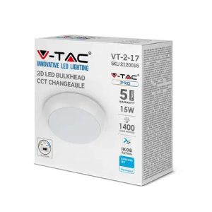 VT2120016 15W Colour Changing Polo Bulkhead IP65 CCT 1400Lm