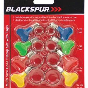 Blackspur 8 Piece Multi Size Hose Clamp Set with Taps