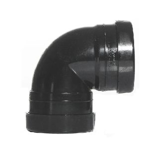 SPB90°DS Aquaflow 110mm Push Fit Soil 90° Knuckle Bend Double Socket Black