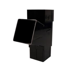 Square Downpipe Tee /Branch 112° Offset -Black