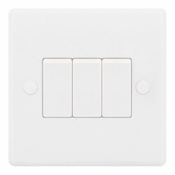 SSL503 Smooth White 3 Gang 10AX 2 Way Plate Light Switch