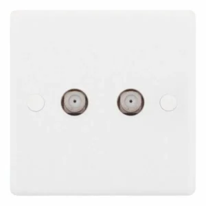 SSL534 Smooth White 2 Gang F-Type Satellite Socket