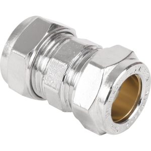 Compression Straight Coupler Chrome Plated 28mm