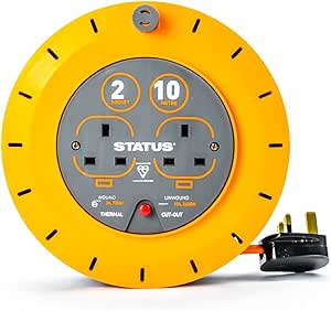 STATUS 10 Meters 10 A Double Socket Cassette Reel with Thermal Out Orange