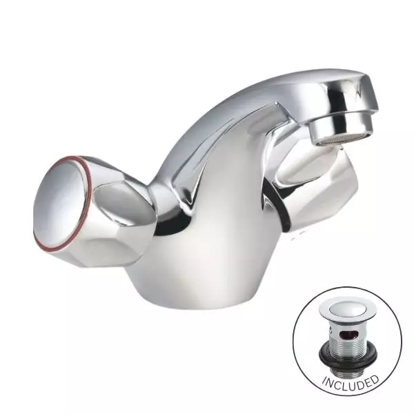 Taurus Basin Mono Mixer C/w Push Button Waste
