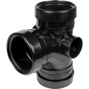 110mm Soil Push Fit Triple Socket 90° Tee (Side Boss)