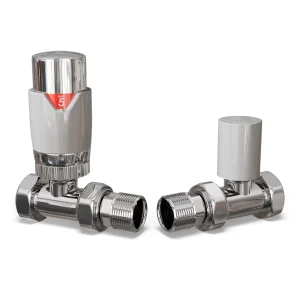 TRV06ST 15mm Straight Classic Thermostatic Valve + Lock Shield