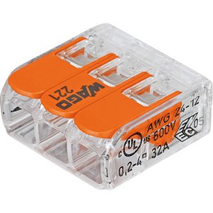 Wago 221 3 Way Compact Lever Connectors 0.14 to 4mm² (Pack of 50)