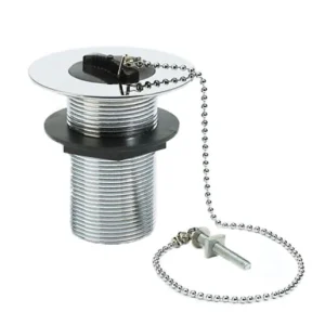 1½" Sink Waste UnSlotted C/W Black Plug Chain & Stay