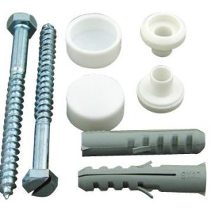 ACFKSWC WC Fixing Kit With White Caps